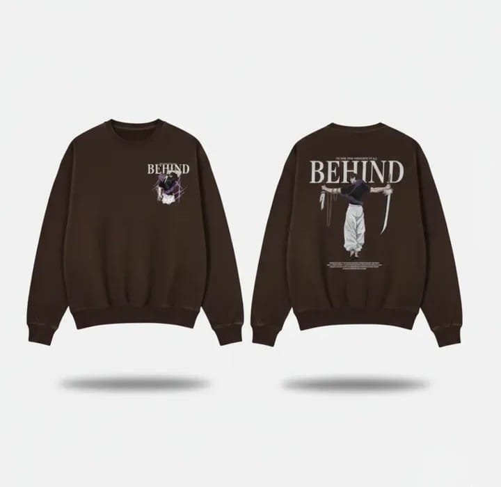 High GSM Brown Sweatshirt Behind Edition